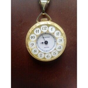 Women's Lucerne Gold Tone Pendant Watch - Mechanical, Works, 22" Chain